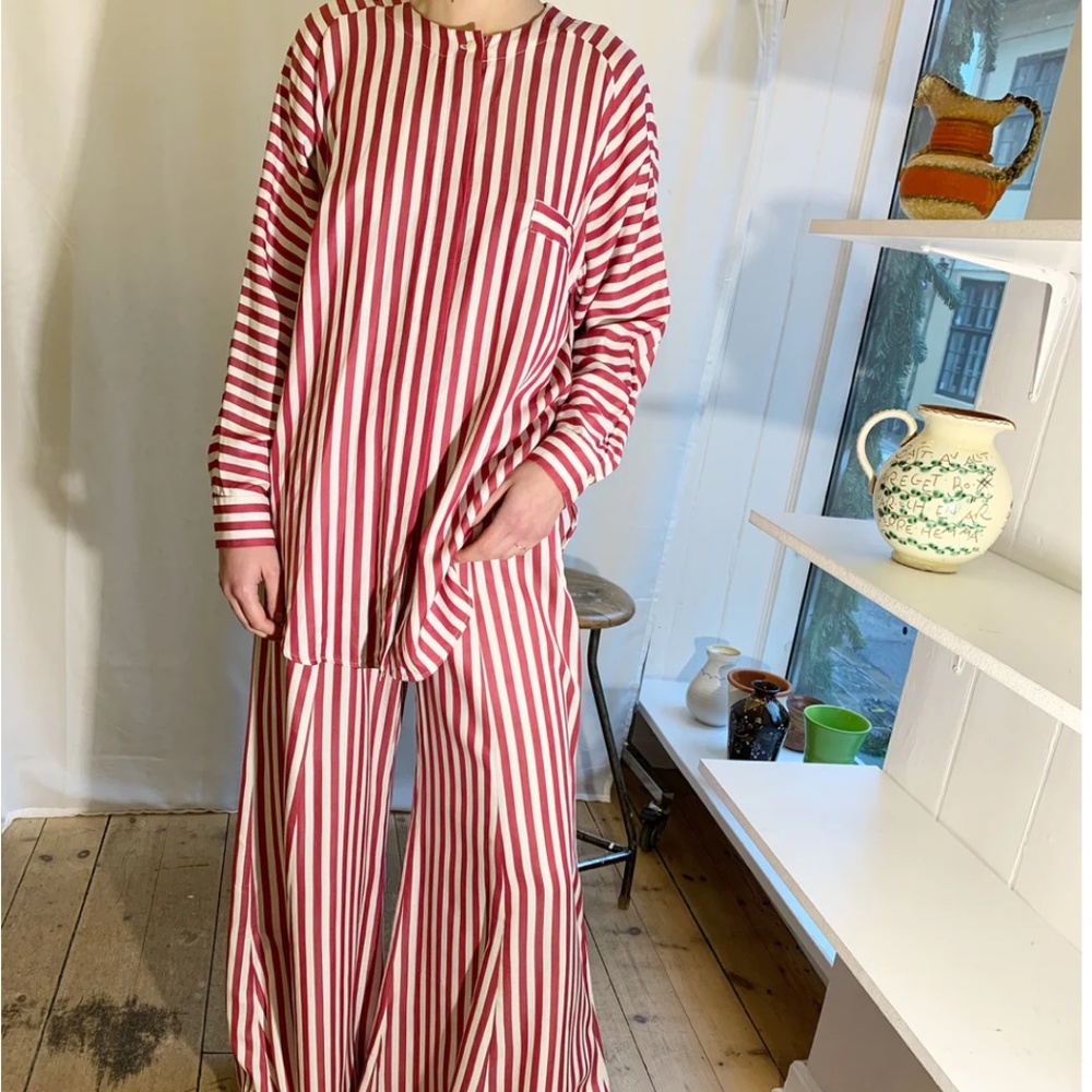 Mr. Larkin Queenie Burgundy Striped Shirt / Blouse, L